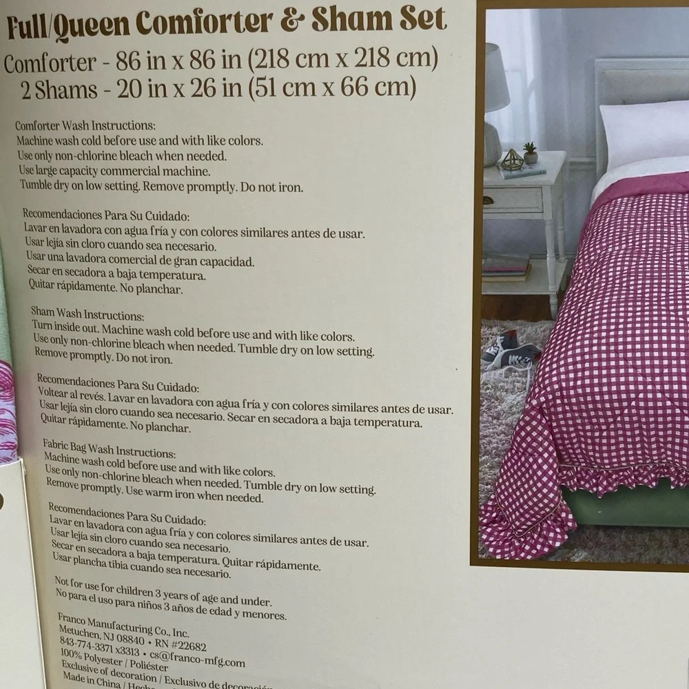 Wicked Full Queen Pink Gingham Comforter Green Sheet Character Print Bedding Set